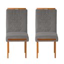 Ver imagem 1 de Kit 2 Cadeiras Estofadas de Jantar Tulipa - Mdf em Veludo Pés em Madeira - Vintage Decor - Grafite