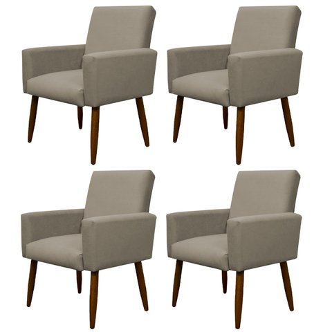 Kit 4 Poltronas Decorativa Sala e Quarto Nina Suede Herrero:cappuccino