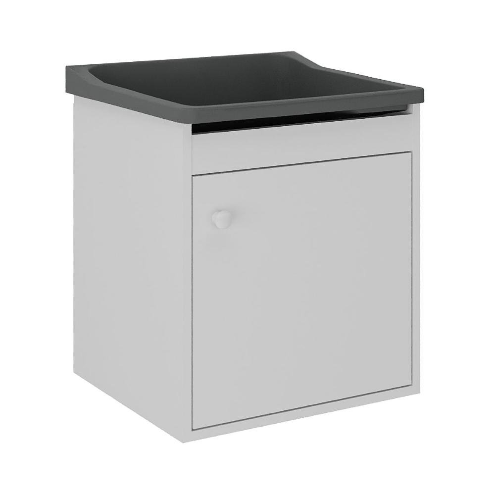 Tanque de Lavanderia 22 Lts + Gabinete Mdf Suspenso + Sifão Cor:cinza - 1