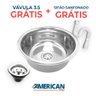 Cuba Pia Inox Redonda Ø25 cm Aço 304 Com Valvula e Sifão - 2