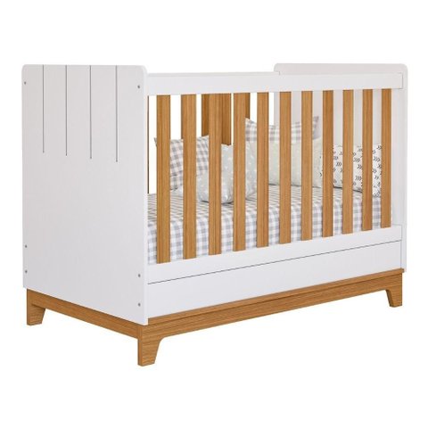 Berço Minicama Infantil Americano Grade Fixa Regulagem de Altura Mdf Biscoito Permobili Branco