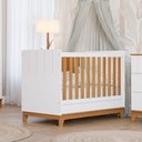 Ver imagem 2 de Berço Minicama Infantil Americano Grade Fixa Regulagem de Altura Mdf Biscoito Permobili Branco