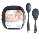 Ver imagem 2 de Kit 3 Peças Forro para Air Fryer Quadrada 21cm ,colher de 22 Cm e Colher de 27cm em Silicone Preto -