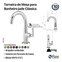 Ver imagem 6 de Torneira de Mesa Lavatório Bica Alta Jade Clássica 1.1/2" Black Brilhante (1195 Bl-182)