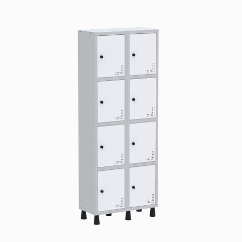 Roupeiro Aço Linha Light 8 Portas - GR302-8 Cinza-Branco