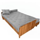 Ver imagem 3 de Sofá Cama Paris Ii Ripado Acquablock Madeira Maciça Natural - Cinza Linho