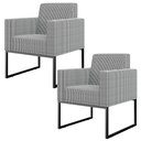 Ver imagem 1 de Kit 02 Poltronas Decorativas Sala Base fixa Metal Helô L02 Pied Poule - Lyam Decor