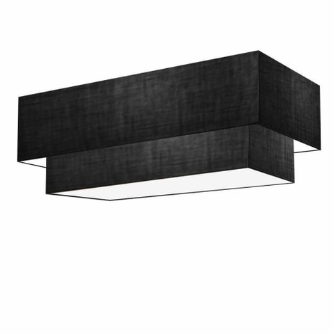 Plafon Duplo Retangular Vivare Md-3071 Cúpula em Tecido 80x40cm X 70x30cm - Bivolt Preto 127/220v
