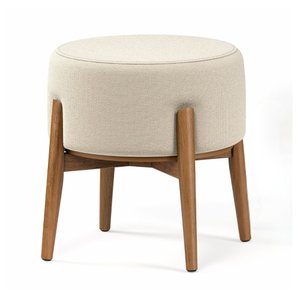 Puff Dual 2 em 1 Vira Mesa Lateral Banco Apoio Sala Estar Sala Tv Varanda Decoração - Palha Linho