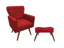 Ver imagem 1 de Kit Poltrona Decorativa Aurora + 1 Puff Retangular Suede Vermelho Pés Madeira Mz Decor