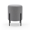 Ver imagem 1 de Puff Banqueta Decorativo Base Metal Tecido em Linho - Cinza/Preto