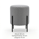 Ver imagem 3 de Puff Banqueta Decorativo Base Metal Tecido em Linho - Cinza/Preto