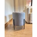 Ver imagem 2 de Puff Banqueta Decorativo Base Metal Tecido em Linho - Cinza/Preto