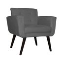 Ver imagem 2 de Kit 2 Poltronas Decorativa Geovana Suede Cinza Pés Madeira Ms Decor