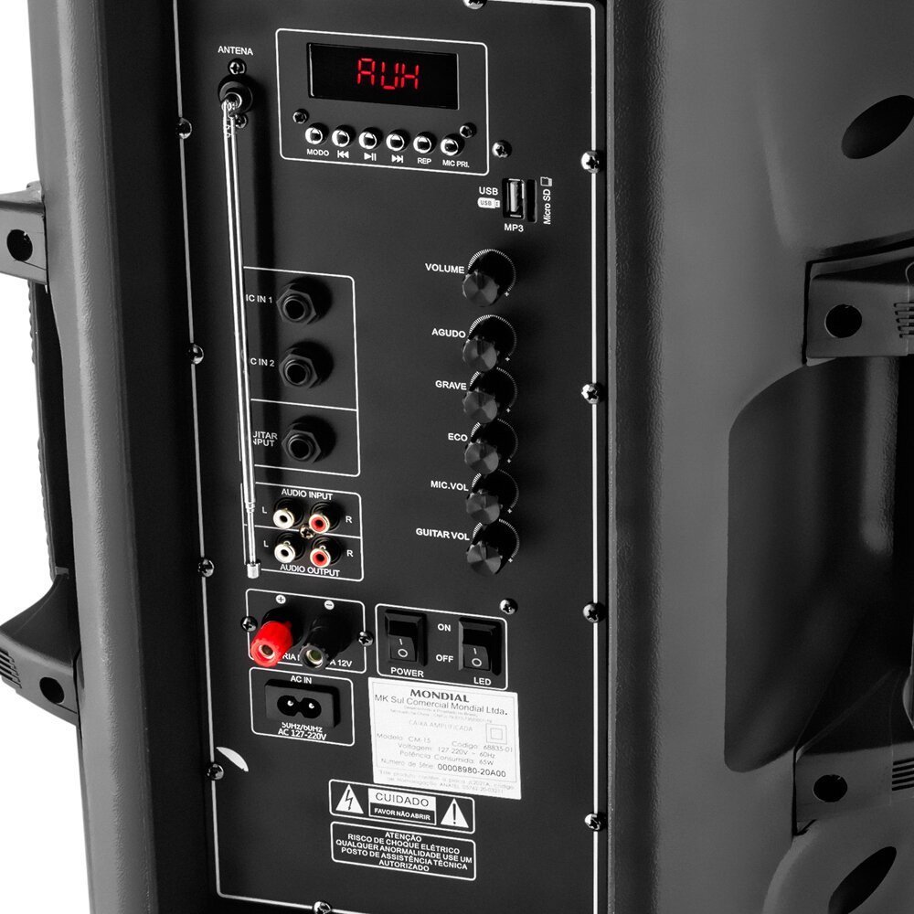Caixa Amplificada Mondial Connect Mega Sound II Bluetooth 1500W CM1500