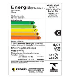Ventilador de Teto Loren Sid Primor M2, 3 Pás, Branco - 110V - 3