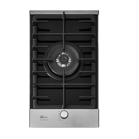 Cooktop a Gás 1 Boca Tripla Chama Platinium com Trempe de Ferro Fundido Mesa Vidro Bivolt Fischer