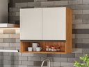 Ver imagem 2 de Armário Aéreo 2 Portas Islândia com Nicho MDF 60cm Cozinha e Lavanderia:Cedro Areia
