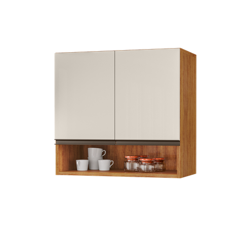 Armário Aéreo 2 Portas Islândia com Nicho MDF 60cm Cozinha e Lavanderia:Cedro Areia