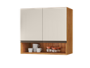 Ver imagem 1 de Armário Aéreo 2 Portas Islândia com Nicho MDF 60cm Cozinha e Lavanderia:Cedro Areia