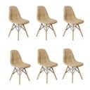 Ver imagem 1 de Kit 6 Cadeiras Dkr Charles Eames Wood Estofada Botonê - Nude