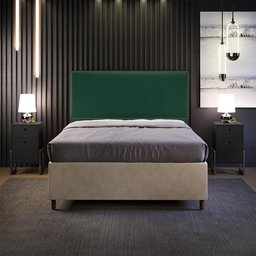 Cabeceira Casal Vicenza 140 cm Bouclê Verde L02 Com 02 Mesas De Cabeceira Work Preto - Lyam Decor - 2