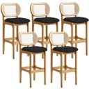 Ver imagem 1 de Kit 05 Banquetas Altas Para Cozinha Bancada Sala Tela Betta Fixa L02 Suede Preto - Lyam Lyam Decor