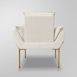 Poltrona Recepção Escritório de Luxo 12 Cores - Base de Ferro Dourado - Bege - 5