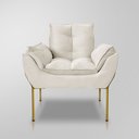 Ver imagem 2 de Poltrona Recepção Escritório de Luxo 12 Cores - Base de Ferro Dourado - Bege