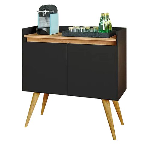 Buffet Gold 2 Portas com Pés Palito Primus Cor Preto Mel