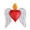 Escultura Sagrado Coração de Jesus Coração Alado Maciça Entalhado a Mão Asas para Baixo - 1