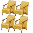 Ver imagem 1 de Kit 4 Poltronas Venus 1 Lugar Braço Madeira Maciça Tecido Suede Unidecor Amarelo