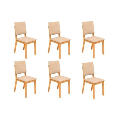 Kit 6 Cadeiras Sala Jantar Talia 6 Un Cedro Suede Creme