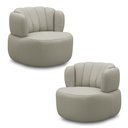 Ver imagem 1 de Kit 2 Poltronas Decorativas Mariele Sala de Estar Base Giratória em Aço Couro Bege G88 - Gran Belo