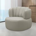 Ver imagem 2 de Kit 2 Poltronas Decorativas Mariele Sala de Estar Base Giratória em Aço Couro Bege G88 - Gran Belo