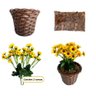 Arranjo De Girassol Flor Artificial + Vaso Fibra Sintética Tamanho:Pequeno - 4