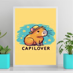 Quadro Capivara - Capilover 33x24cm:moldura Branca - 2