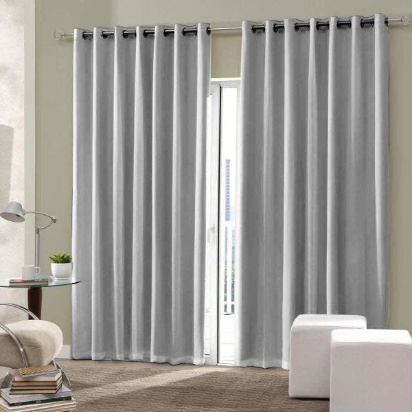 Cortina Blackout Sala/Quarto em Tecido 2,00 x1,80 Cinza Claro | Admirare - 1