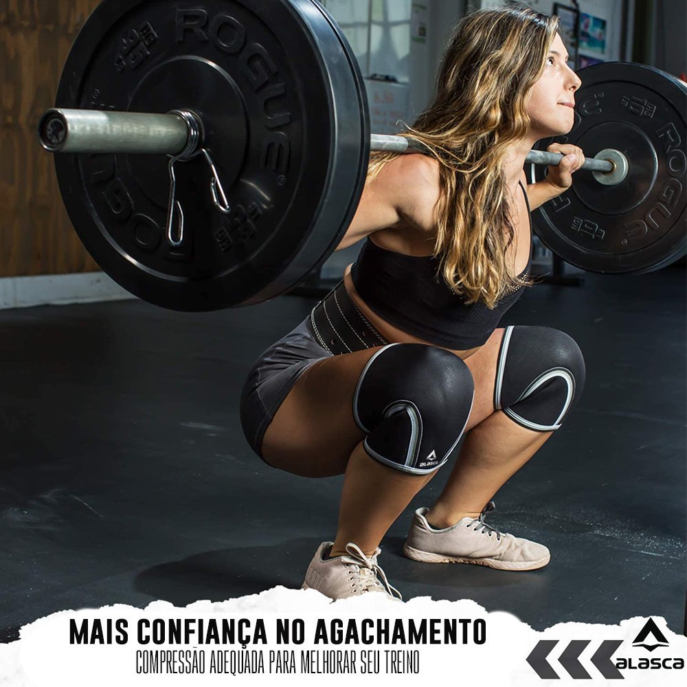 Par de Joelheira IronBrace Alasca - Neoprene 7 mm com costura ultra reforçada:XGG/Preto/Unissex - 6