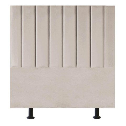 Cabeceira Estofada Cama Box Casal 140 Cm Mavie Veludo Bege