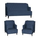 Ver imagem 1 de Kit Namoradeira e 2 Poltronas Paris Pé Palito Suede