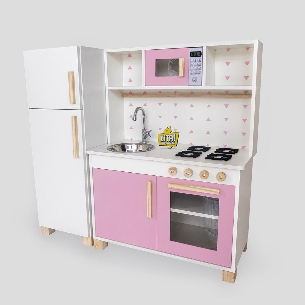 Kit Cozinha Infantil com Geladeira - Rosa