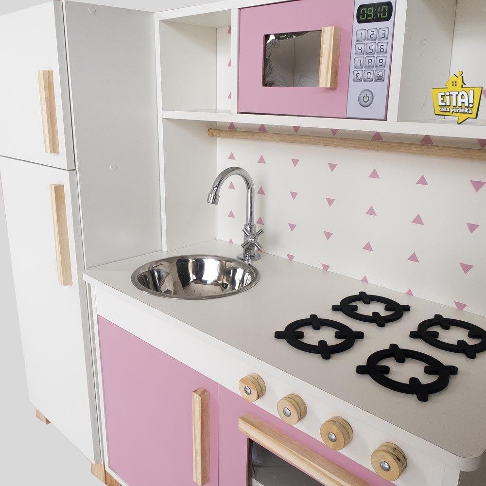 Kit Cozinha Infantil com Geladeira - Rosa - 4