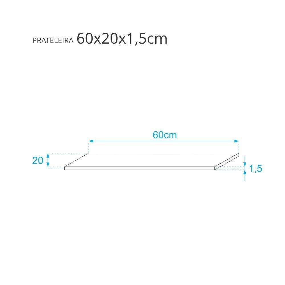 Prateleira Cor Carvalho (madeira) 60 X 20cm em MDP Com Suporte Invisível - Crie Fácil - 3