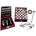 Ver imagem 3 de Kit de Acessorios para Vinho + Mini Jogo de Xadrez Luxo