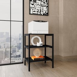Estante Multiuso Slim Industrial em Aço e Mdf Preto - 1
