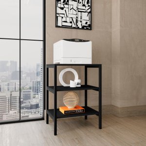 Estante Multiuso Slim Industrial em Aço e Mdf Preto