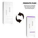 Ver imagem 4 de Guarda Roupas Solteiro 3 Portas 2 Gavetas Loreta JA Branco / Branco Lilás Flex