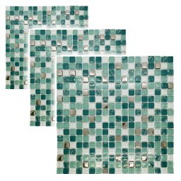 Kit 3 Unidades Pastilha de Vidro para Cozinha Banheiro Verde Jade 30x30cm - 1