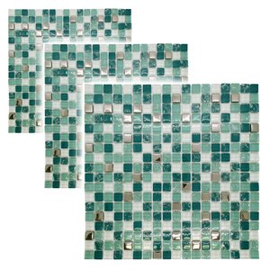 Kit 3 Unidades Pastilha de Vidro para Cozinha Banheiro Verde Jade 30x30cm